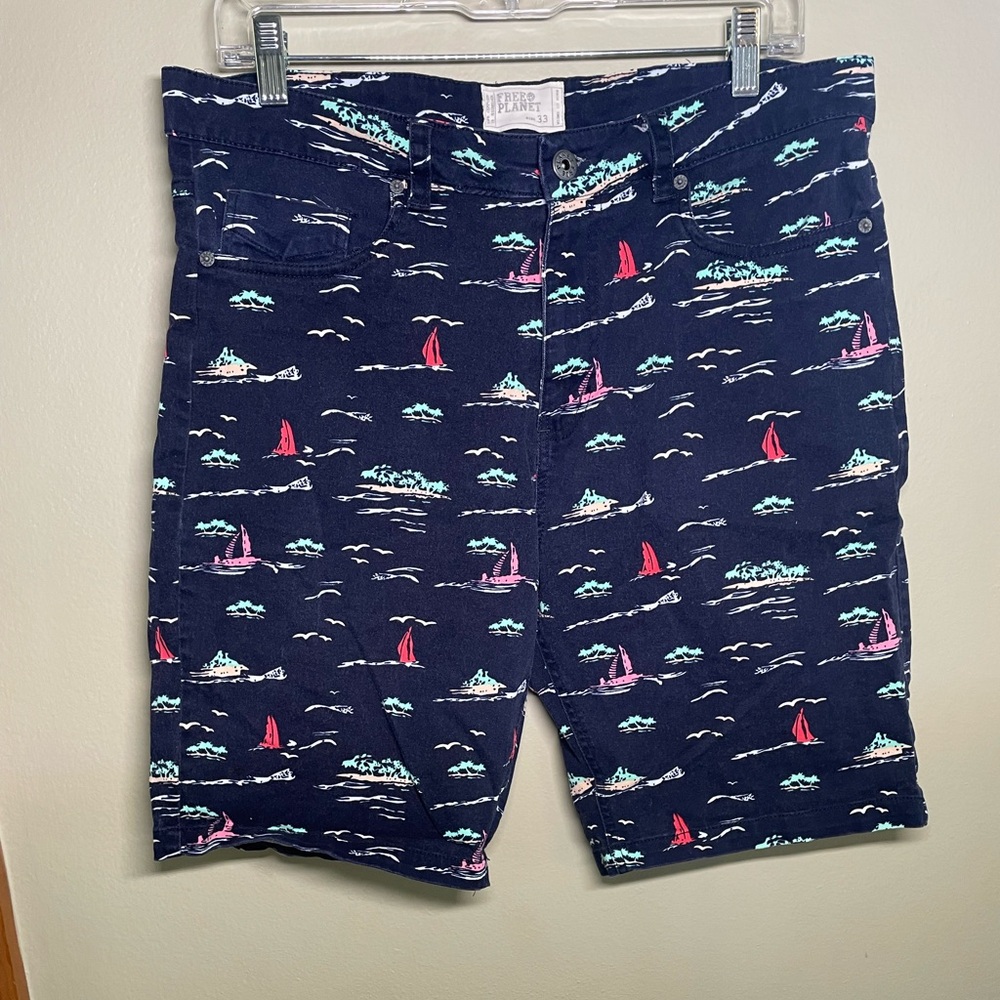 Free Planet Organic Cotton Casual Men's Stretch Shorts Size 34 Pineapples